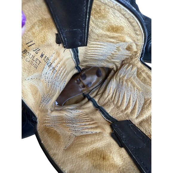 Vintage Boulet Mens Black Leather Western Cowboy Boots 11 - Picture 7 of 9